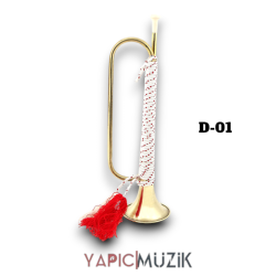 Yapıcı Bando D-01 İskoç Borusu Sarı Pirinç Ağızlığı ve Kordonlu Bayrak Takma Aparatlı