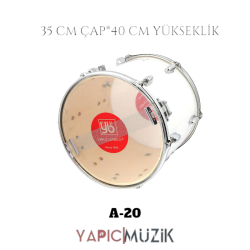 Yapıcı Bando A-20 35 cm Çap 40 cm Yükseklik Beyaz Ahşap Mine Kaplama Trampet Askı Kayışı-Sopası ve Sıkma Aparatlı
