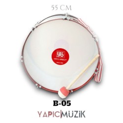 Yapıcı Bando B-05 55 cm. Paslanmaz Davul Metal Çemberli Statik Boyalı Askı Kayışı ve Tokmaklı