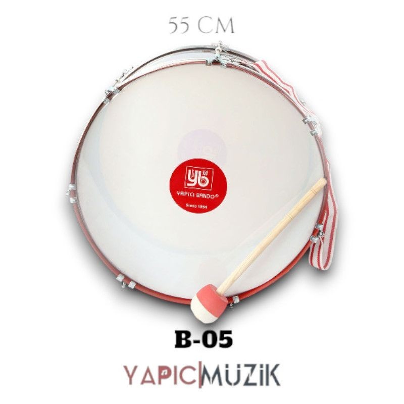 Yapıcı Bando B-05 55 cm. Paslanmaz Davul Metal Çemberli Statik Boyalı Askı Kayışı ve Tokmaklı