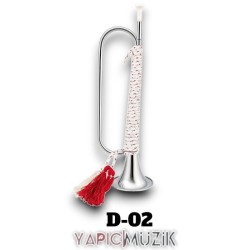 Yapıcı Bando D-02 İskoç Borusu Nikelajlı (Kromajlı) Metal Ağızlığı ve Kordonlu Bayrak Takma Aparatlı