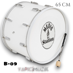 Yapıcı Bando B-09 66 cm. Ahşap Mine Kaplama Davul 22 Babalı Bateri Tipi Askı Kayışı ve Metal Tokmaklı